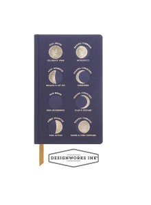 JB85-2050EU Matte Satin Bookcloth Notebook - Charcoal Moon Phases